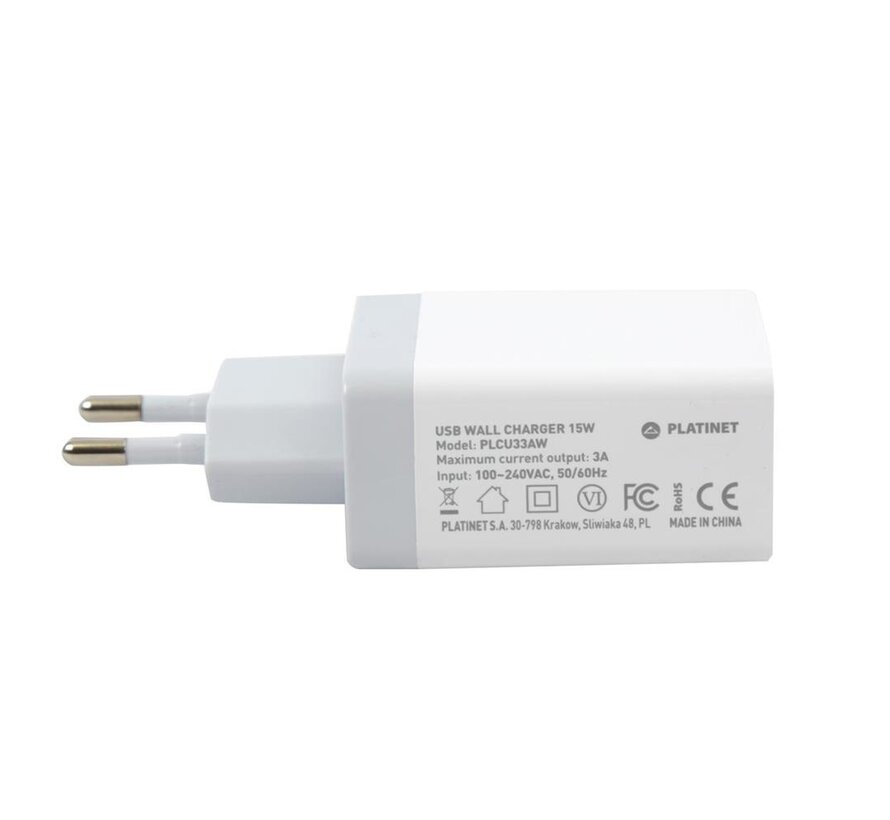 PLATINET WALL CHARGER 3xUSB 3A WHITE