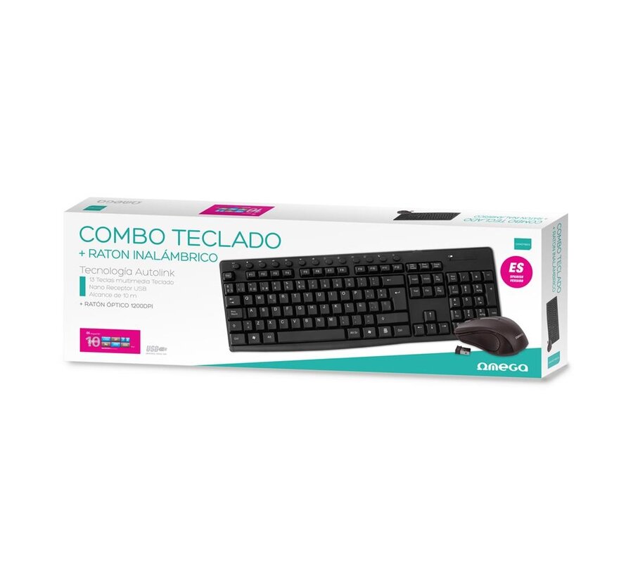 KEYBOARD ES+ MOUSE OMEGA OKM071B M-MEDIA W-LESS SET 2.4GHZ BLACK [44441]