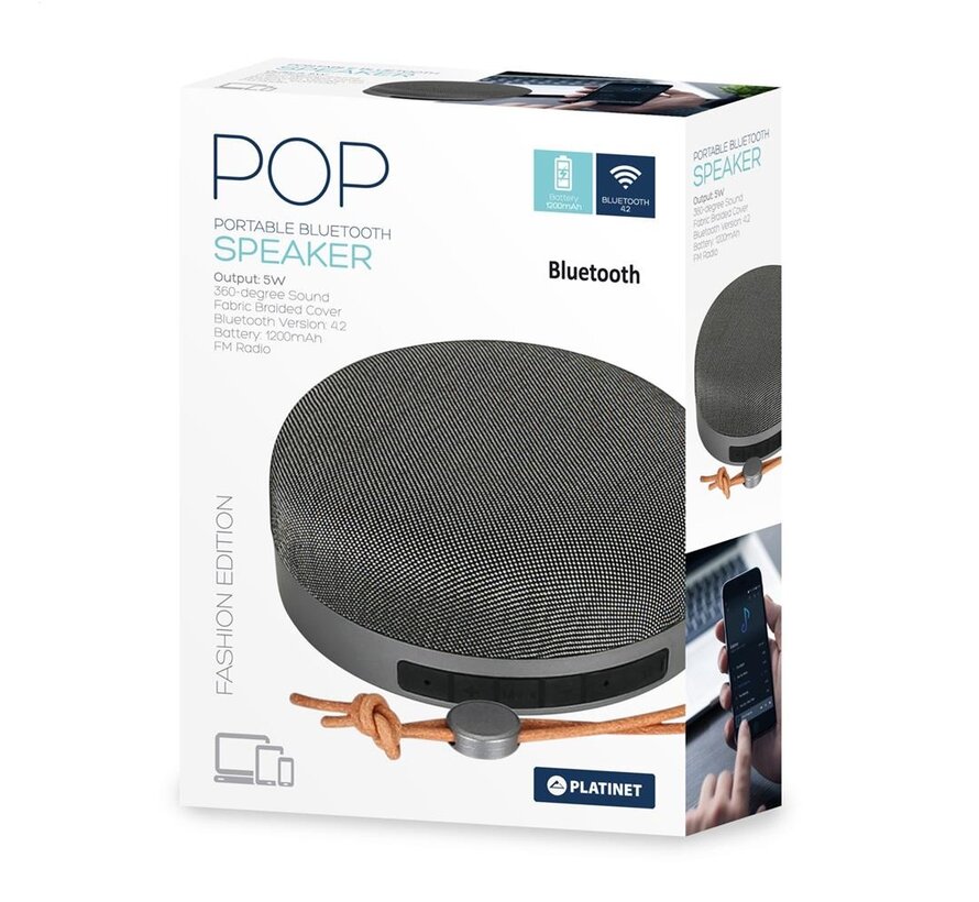 ENCEINTE PLATINET PMG7 BLUETOOTH 5W GRIS [44610]