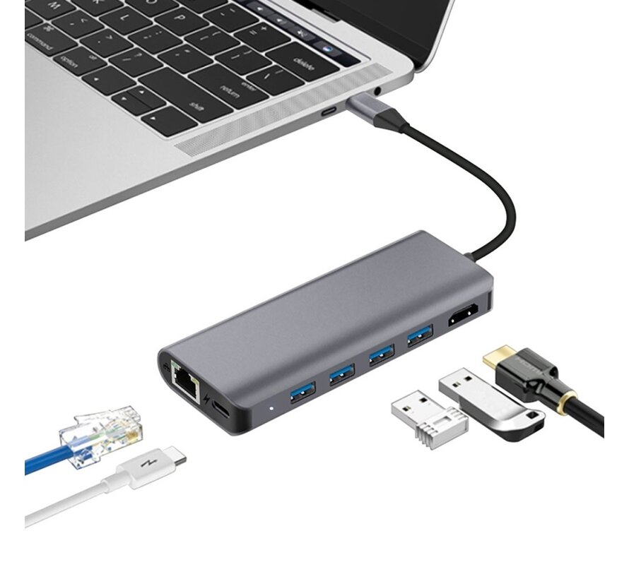 PLATINET MULTIMEDIA ADAPTER Type-C 7IN1 HDMI 4Kx30Hz RJ45 3x USB 3.0 TYPE-C