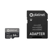 Platinet PLATINET microSDXC  SECURE DIGITAL + ADAPTER SD 64GB class10 UIII 90MB/s [43999]