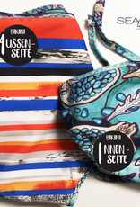 BIKINI TOP TRIANGLE + PANT WITH STRINGS  -  print  orange stripe & Coral