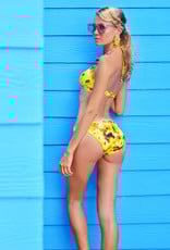 BIKINI TOP + BASIC PANT  -  Print orange flower  &  lemon garden flower