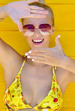 BIKINI TOP + HOSE BASIC  -  Muster  Orange flower  &  Lemon garden flower