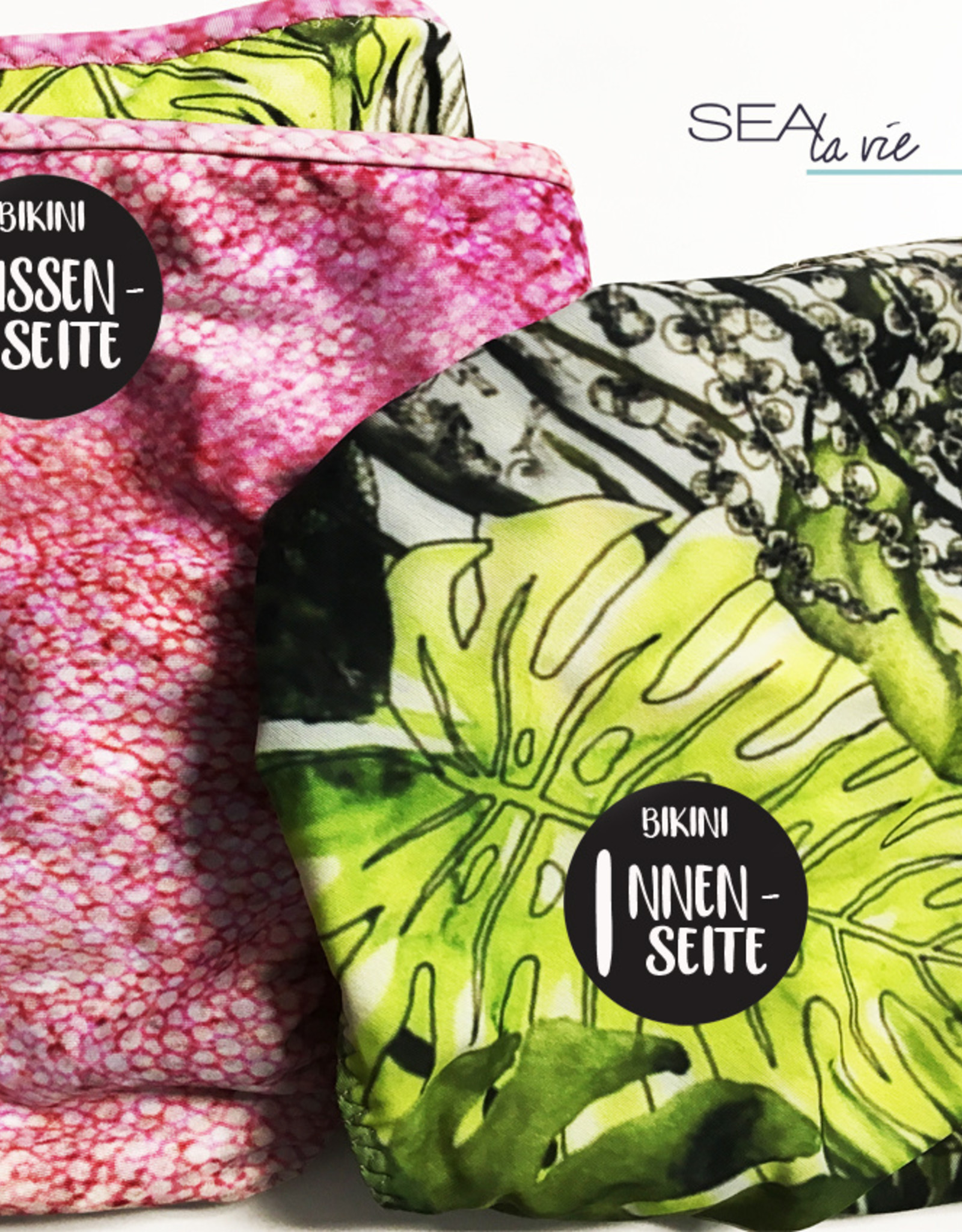 BIKINI TANK TOP - reversible for 2 looks  -  print  pinkfish  &   rain forest