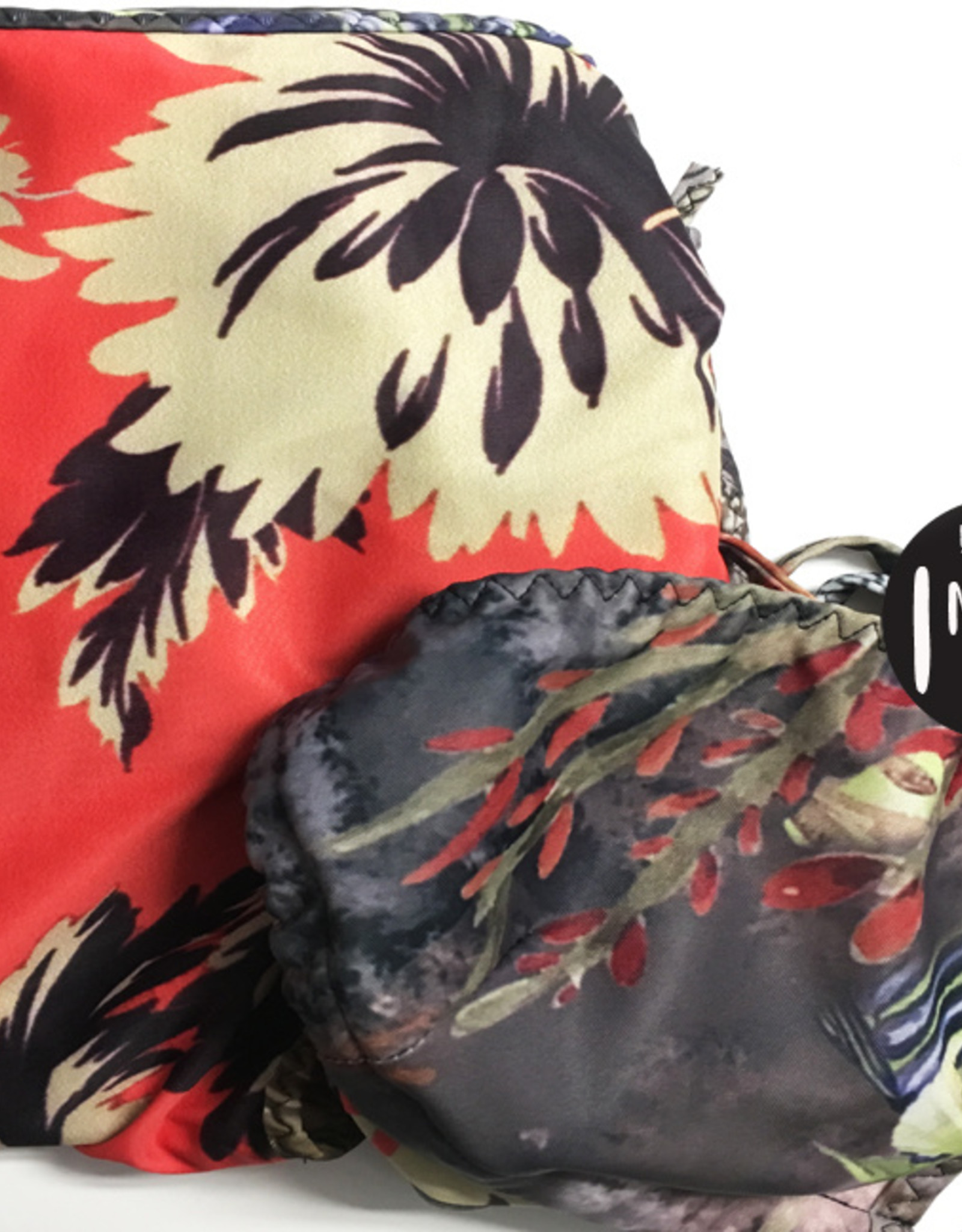 BIKINI TOP -   reversible for 2 looks   -  triangle wit tidings,  print orange flower  &  sea fishes