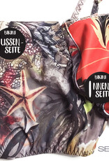 BIKINI TOP -   reversible for 2 looks   -  triangle wit tidings,  print sea fishes  &  orange flower