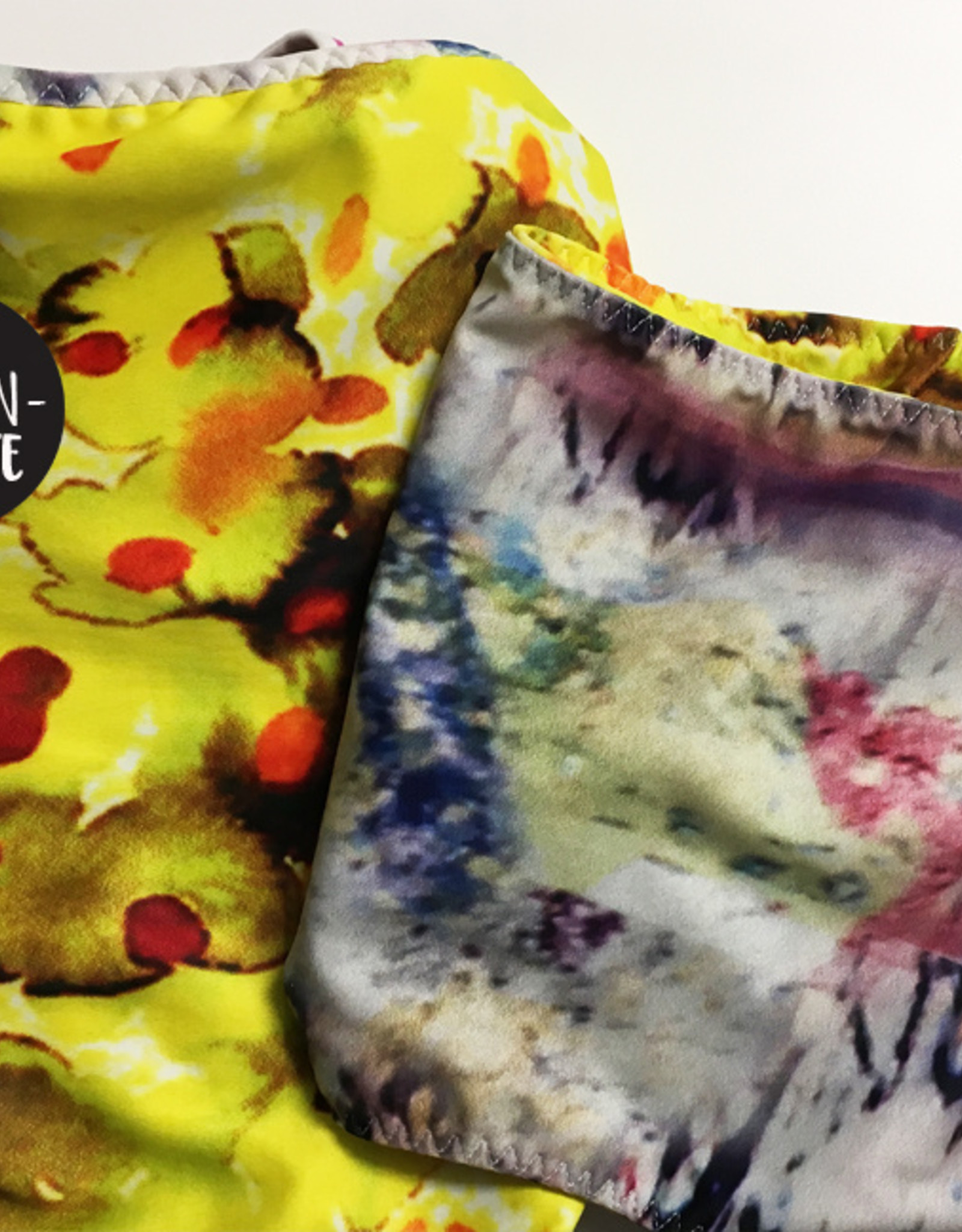 BIKINI TOP BANDEAU  -  reversible for 2 looks   - print lemon garden flower & collage