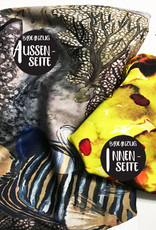 swim suit  with open back, reversible,  print sea fishes & lemon garden flowers