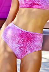 BIKINI BOTTOM - reversible for 2 looks  -  high waist,   print pinkfish  &  graffiti