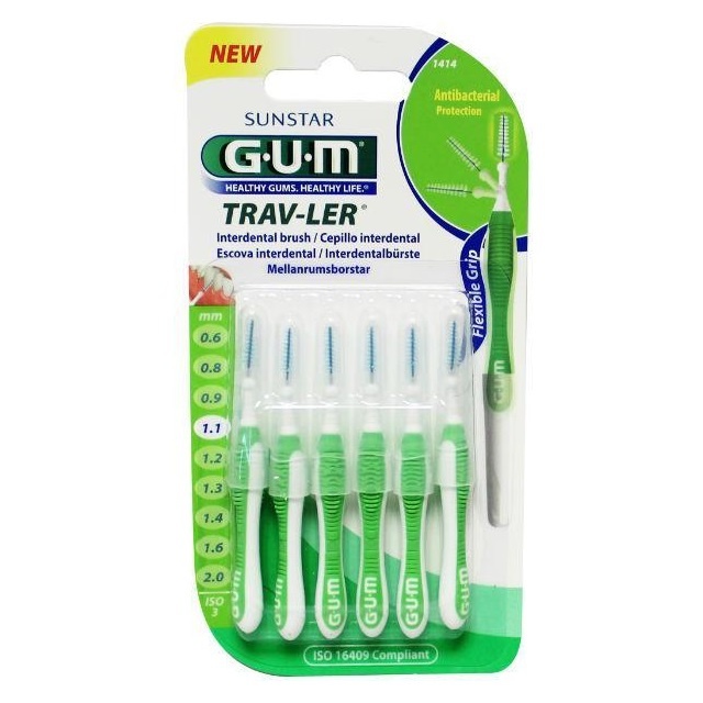 GUM Trav-ler Ragers 1.1mm Groen - 6 stuks