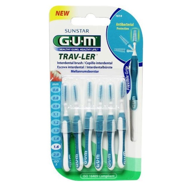 GUM Trav-ler Ragers 1.6mm Blauw - 6 stuks