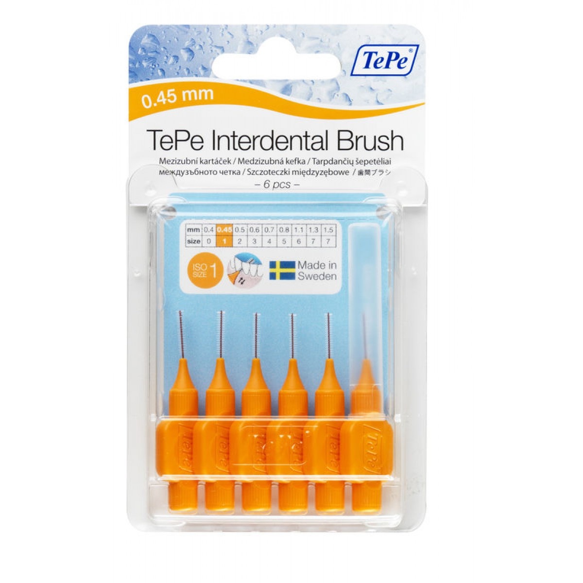 Tepe Interdentale Rager Origineel-0.45 Mm, Oranje (Blister 6 Stuks) - 3 Stuks - Voordeelverpakking