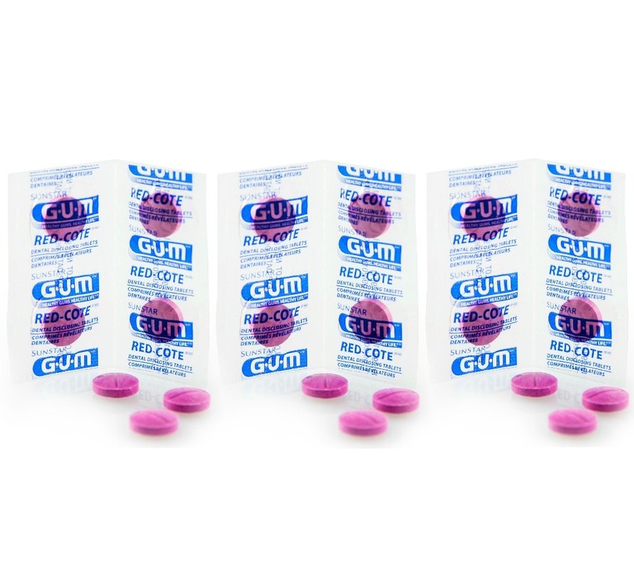 Gum Red-Cote Plakverklikkers/Kleurtabletten 3x 12 Stuks - Voordeelverpakking