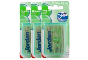 Jordan Double Ended Tandenstokers Regular 3x 100 Stuks - Voordeelverpakking