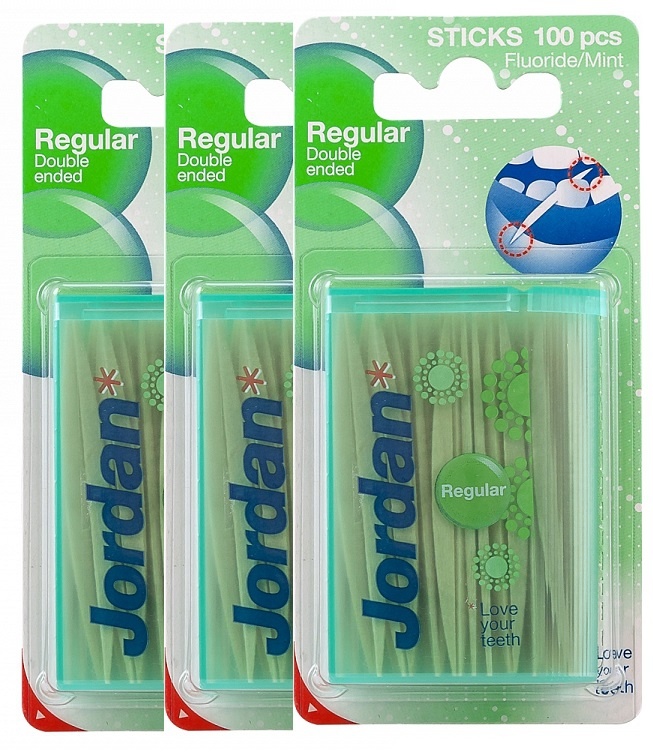 Jordan Tandenstokers Double Ended Regular 3x 100 Stuks - Voordeelverpakking