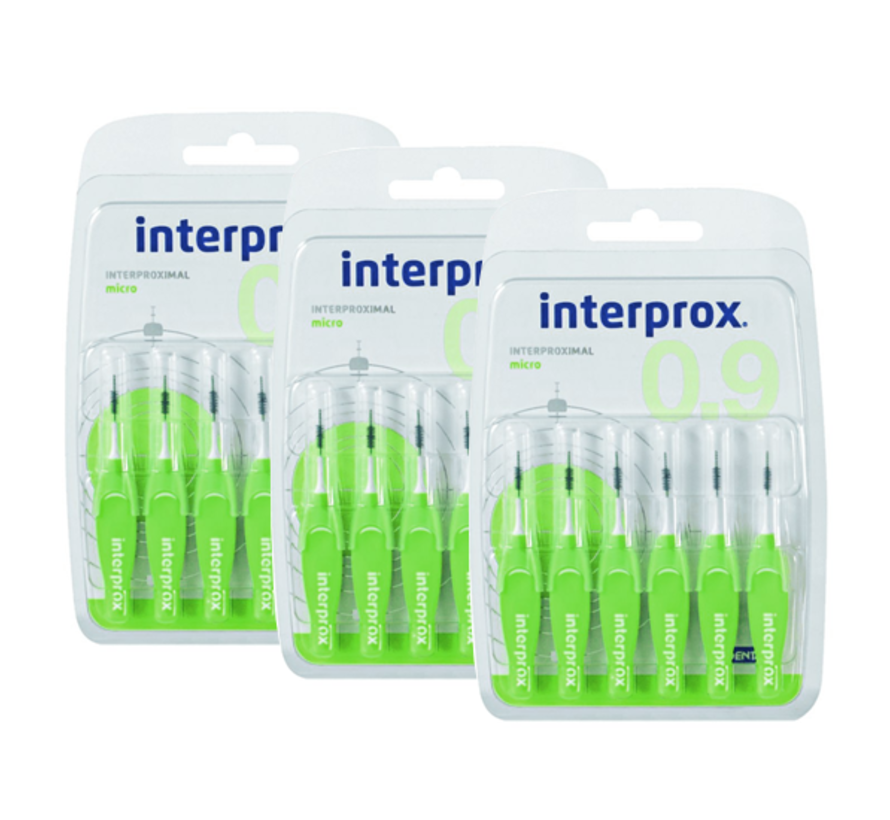 Eik bord scheidsrechter Interprox Premium Micro Groen | 3x 6 stuks - Kiesrijk