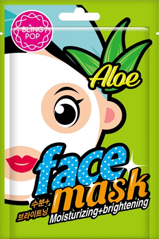 Bling Pop - hydraterend en verfrissend vel gezichtsmasker met aloë vera - aloe moisturizing and brightening sheet face mask