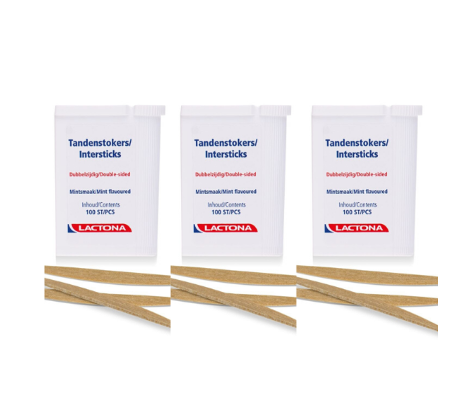 Lactona Tandenstokers Intersticks - 3x 100 Stuks - Voordeelverpakking