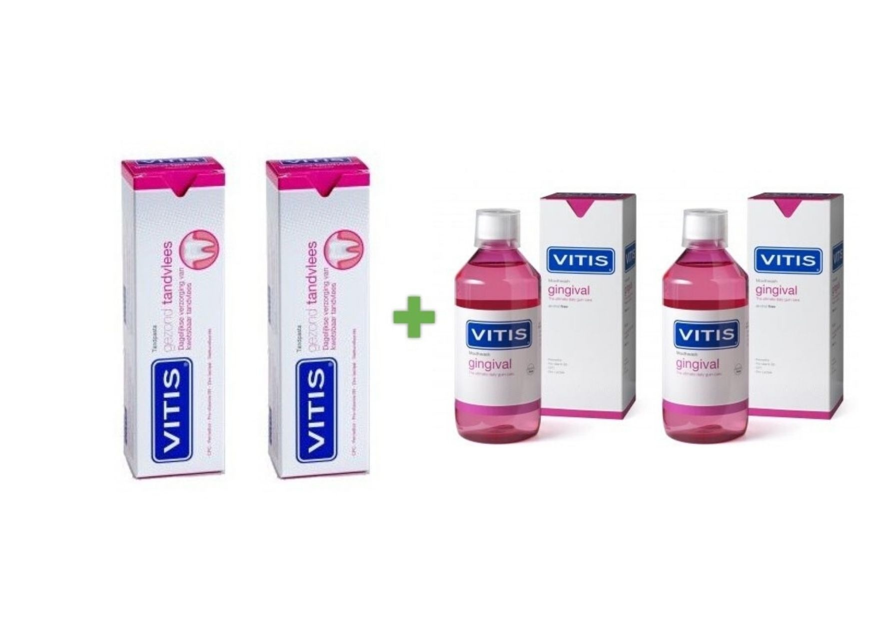2x Vitis Mondspoelmiddel + 2x tandpasta Gezond Tandvlees  - Voordeelpakket