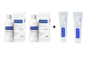 2x Vitis Whitening Mondspoelmiddel + 2x Vitis Whitening Tandpasta