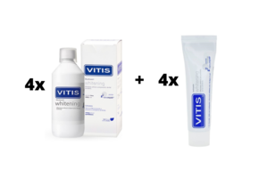 4x Vitis Whitening Mondspoelmiddel + 4x Vitis Whitening Tandpasta