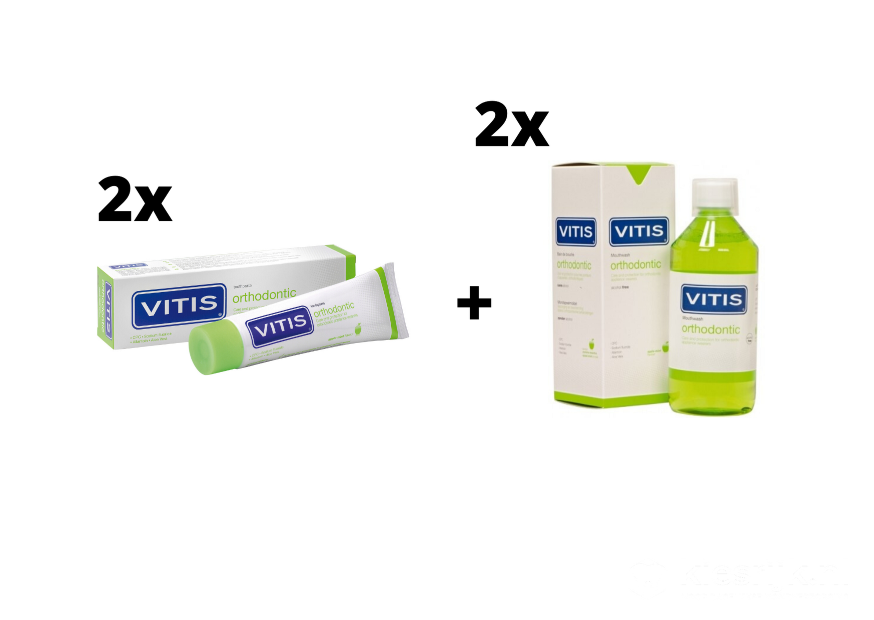 2x Vitis Orthodontic Mondspoelmiddel + 2x Vitis Orthodontic Tandpasta - Voordeelpakket