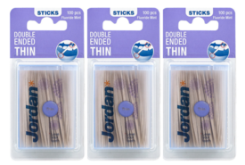 Jordan Double Ended Tandenstokers Dun - 3x 100 Stuks - Voordeelverpakking