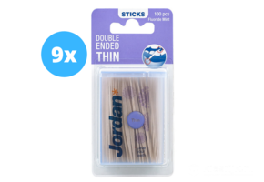 Jordan Tandenstoker Dun - 9x 100 Stuks - Voordeelverpakking