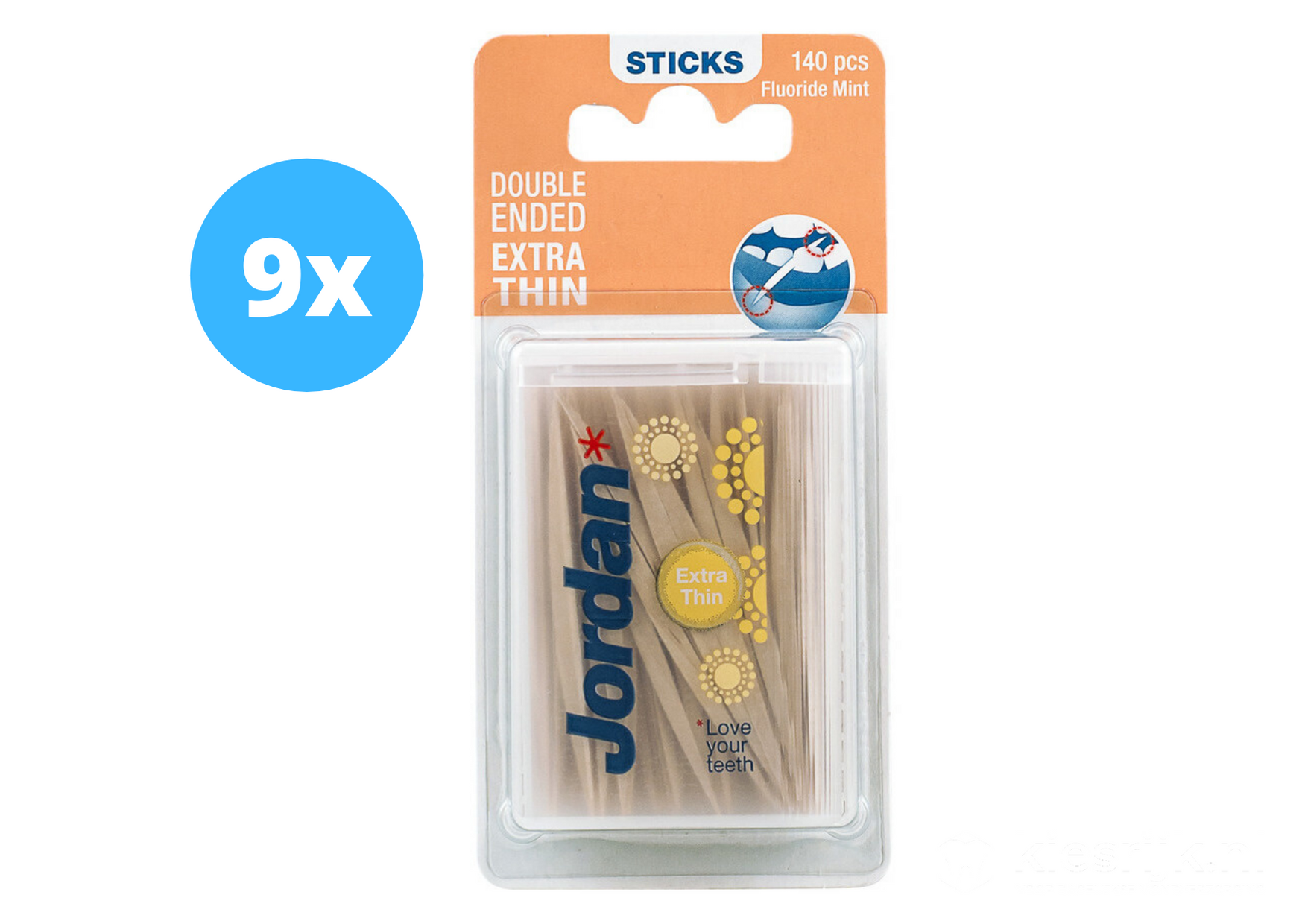 Jordan Tandenstoker Extra Dun - 9x 140 Stuks - Voordeelverpakking
