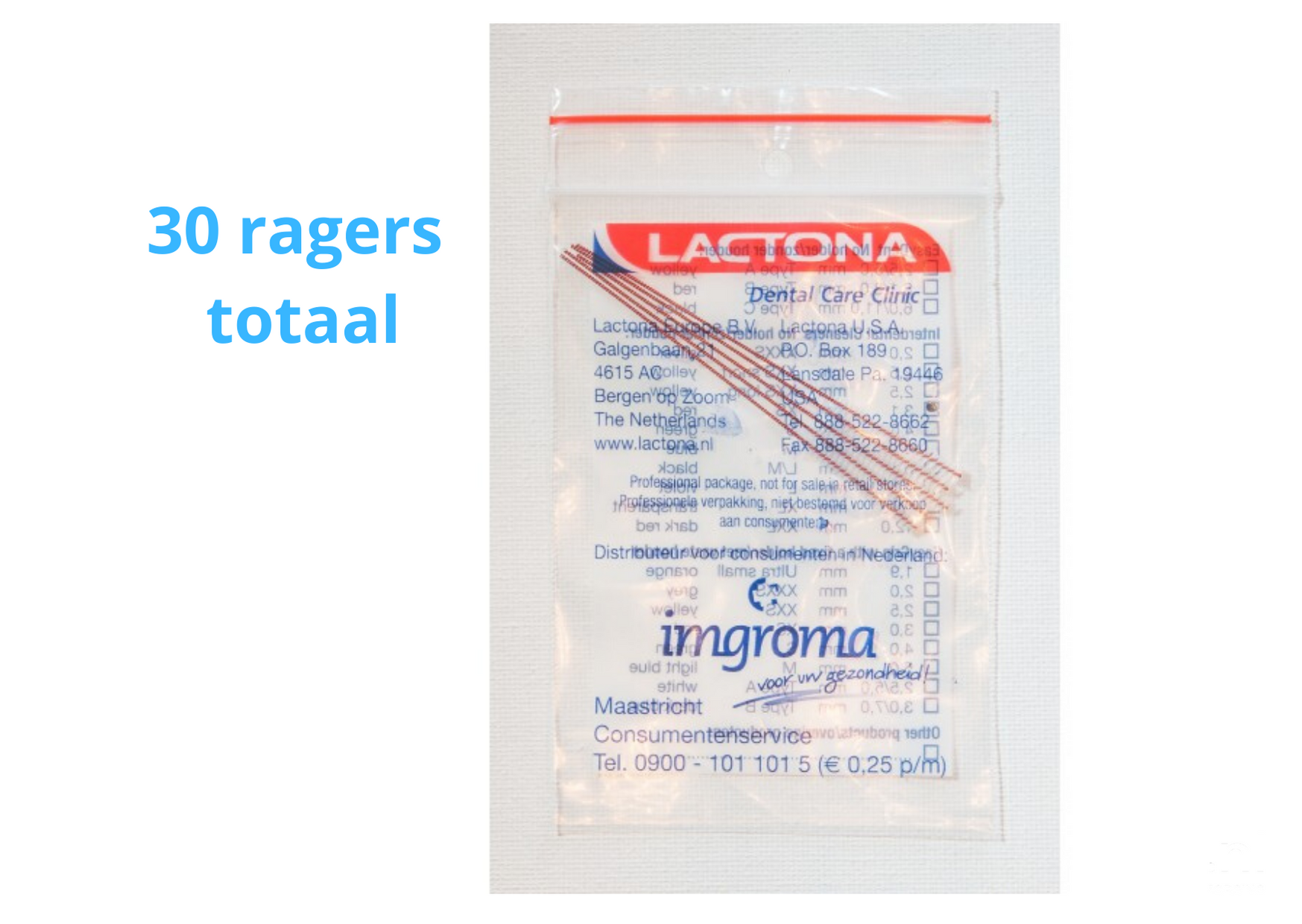 Lactona Interdentaal Ragers - X-Small 3,1mm - Rood - 6 gripzak x 5 stuks - Voordeelpakket