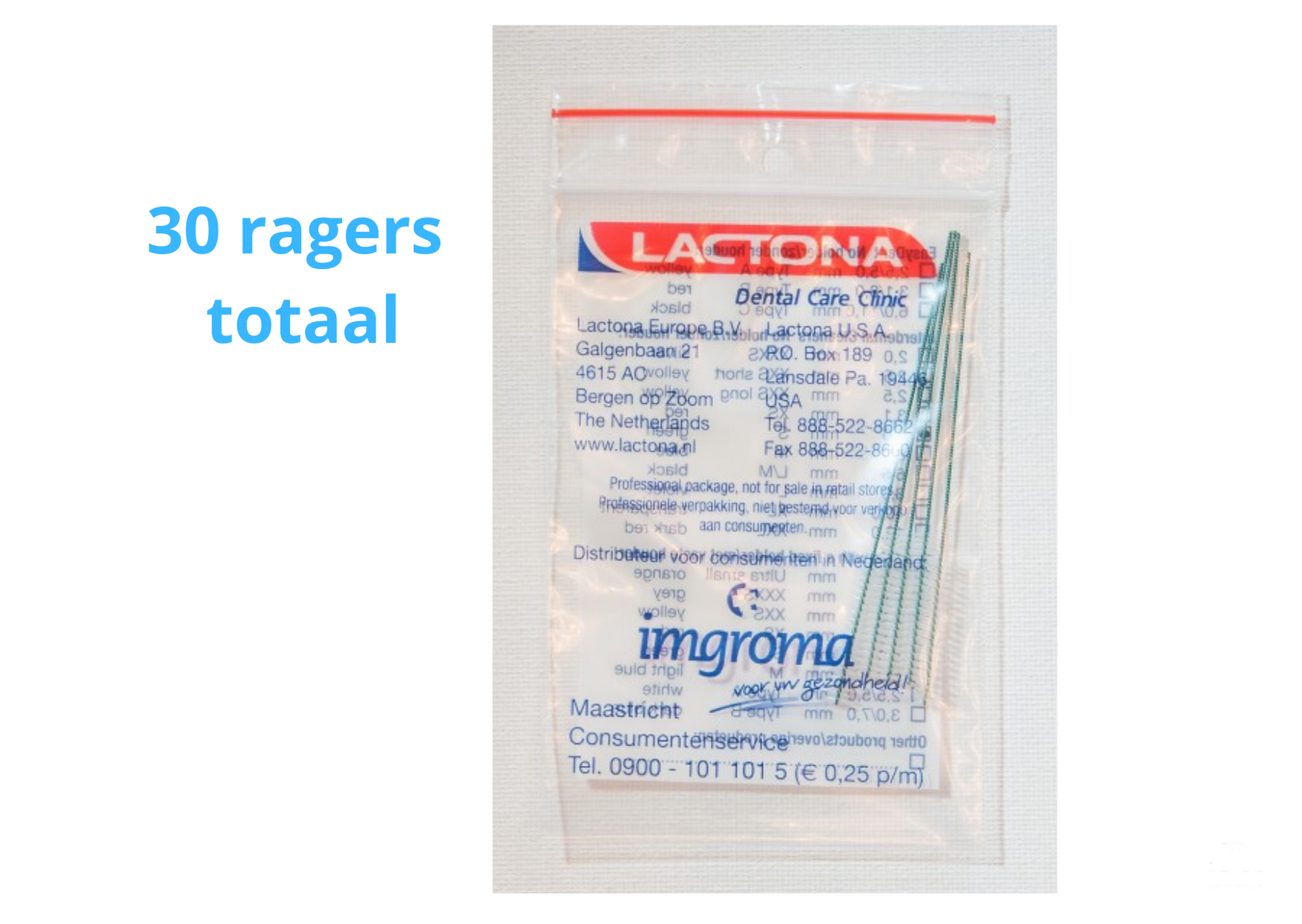 Lactona Interdentaal Ragers - Small 4mm - Groen - 6 gripzak x 5 stuks - Voordeelpakket