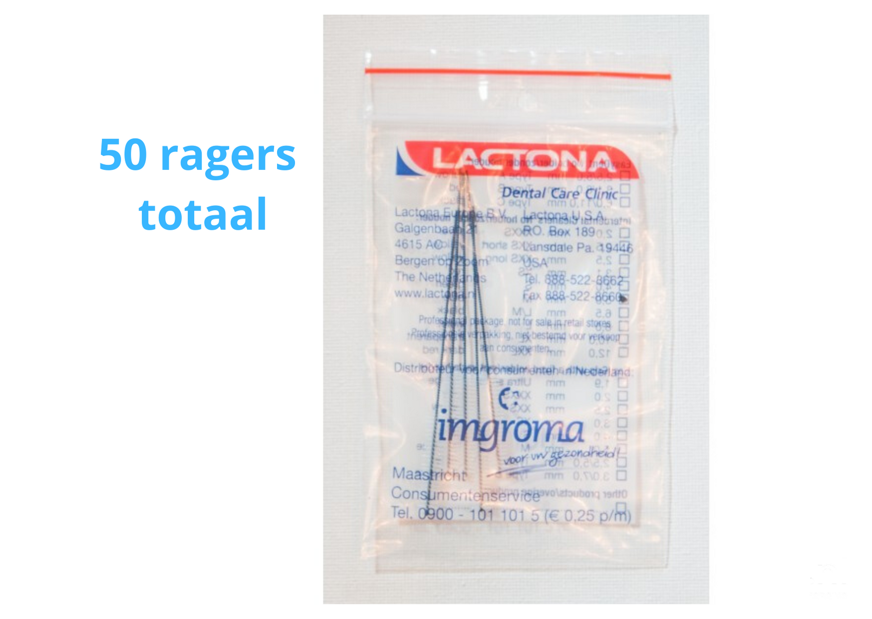 Lactona Interdentaal Ragers - Medium 5mm - Blauw - 10 gripzak x 5 stuks - Voordeelpakket