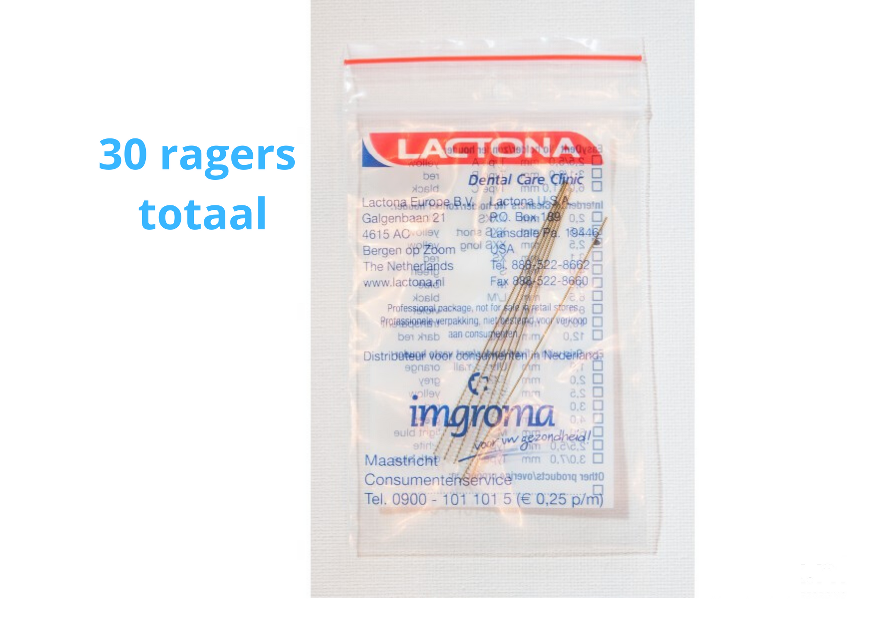 Lactona Interdentaal Ragers - XX-Small Long 2,5mm - Geel - 6 gripzak x 5 stuks - Voordeelpakket