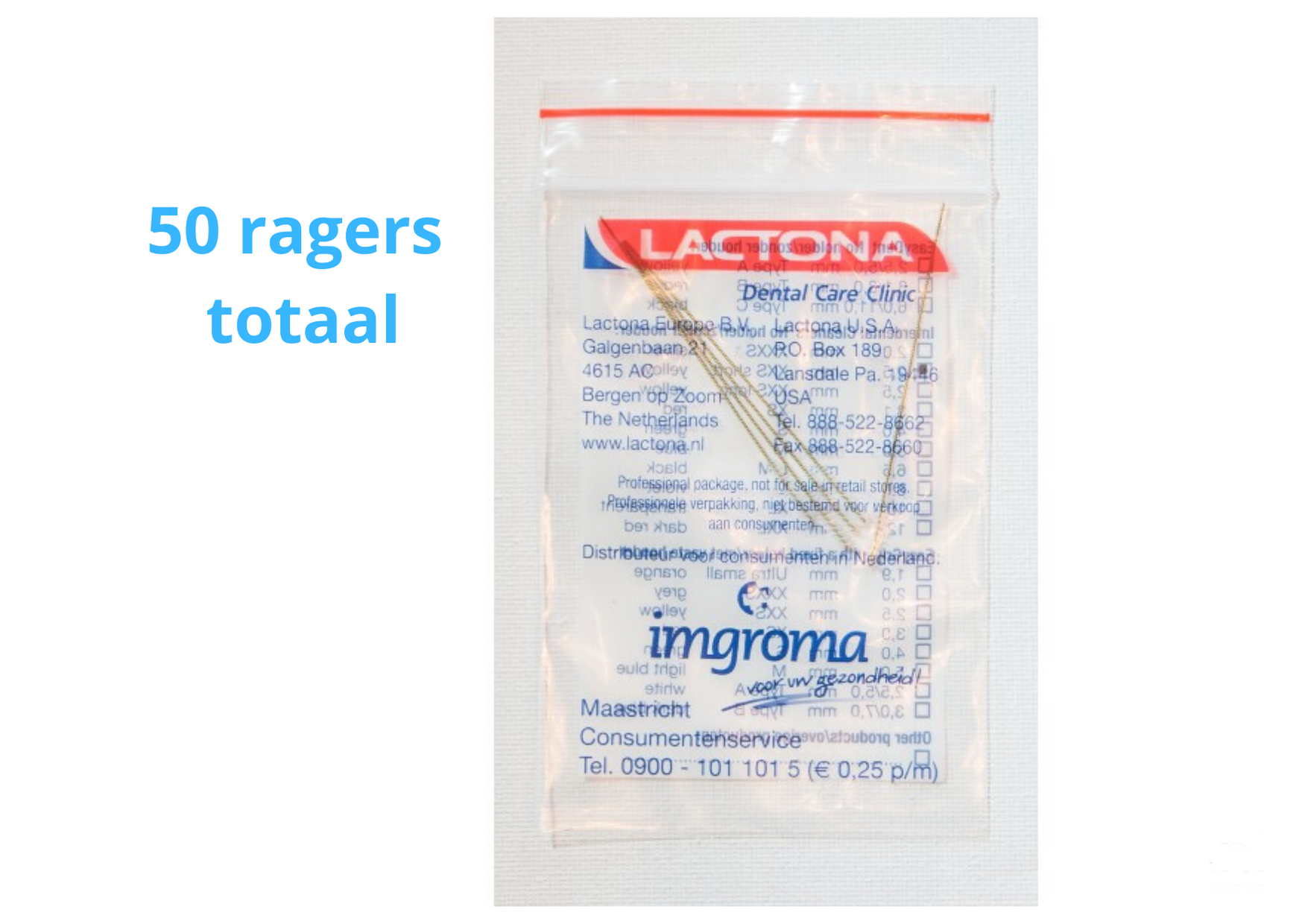 Lactona Interdentaal Ragers - XX-Small Short 2,5mm - Geel - 10 gripzak x 5 stuks - Voordeelpakket