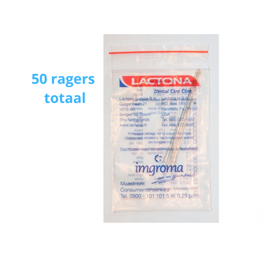 Lactona Interdentaal Ragers - XXX-Small 2mm - Zilver - 10 gripzak x 5 stuks - Voordeelpakket