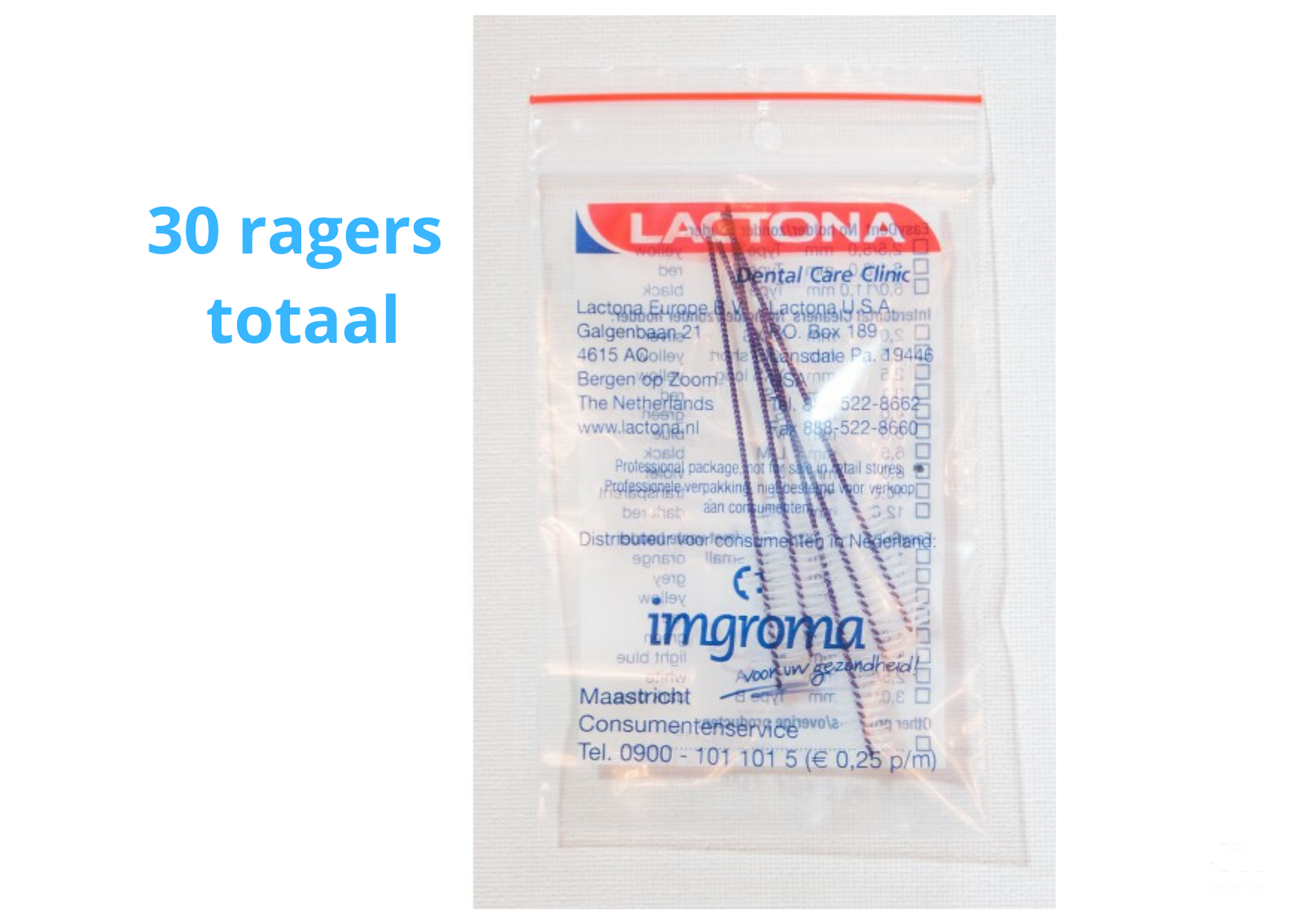 Lactona Interdentaal Ragers - Large 8mm - Violet - 6 gripzak x 5 stuks - Voordeelpakket