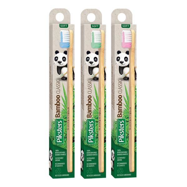 3x Piksters Bamboo Classic Tandenborstel - Zacht