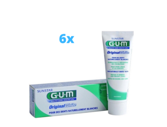 6x GUM Original White tandpasta - 75 ml