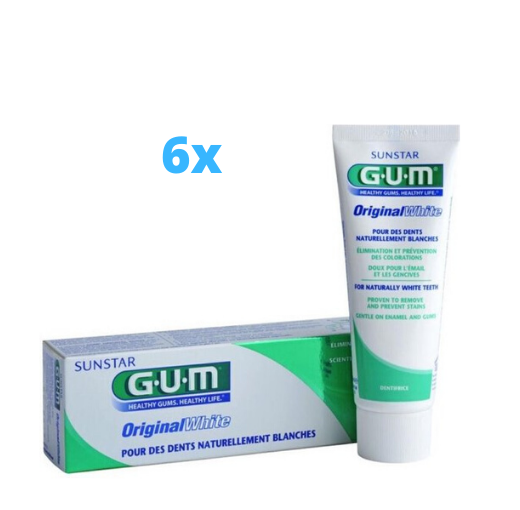 6x GUM Original White tandpasta - 75 ml