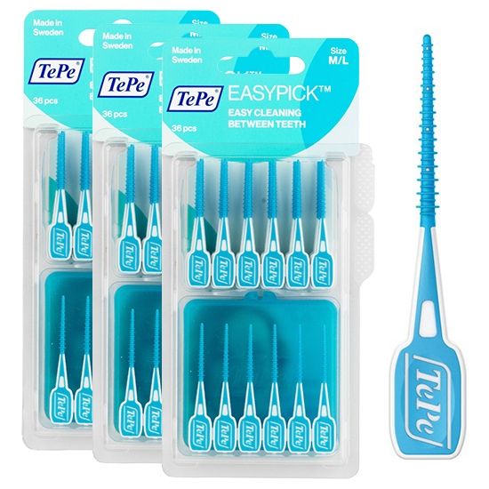 TePe Easypick M/L - Turquoise - 3 x 36 stuks - Voordeelverpakking