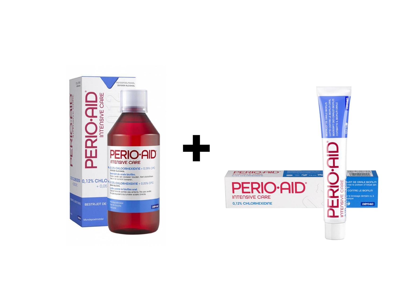 1x Perio-Aid Intensive Care Mondspoelmiddel 0,12% + 1x Perio Aid intensive care tandpasta 0,12% Chlorhexidine