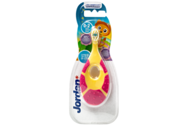 Jordan Step By Step Tandenborstel (0-2 jaar) | Geel/Roze/Mintgroen