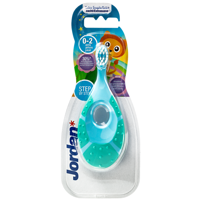 4x Jordan Tandenborstel Step By Step 0-2 jaar Blauw/Groen