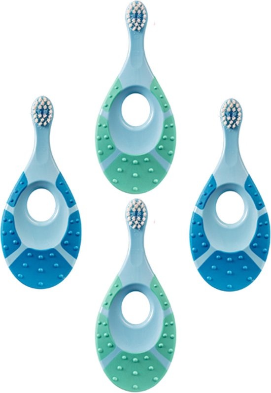 4x Jordan Tandenborstel Step By Step 0-2 jaar Blauw/Groen