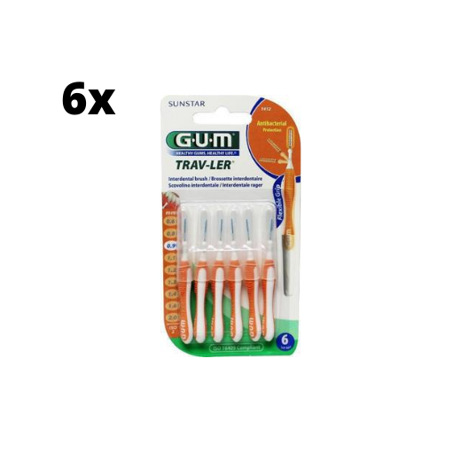 6x GUM Trav-Ler Ragers Oranje 0.9mm blister à 4 stuks