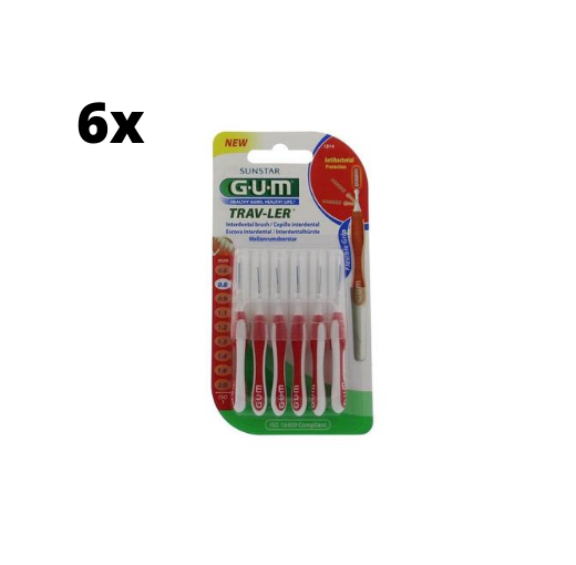 6x GUM Trav-Ler Ragers Rood 0.8mm blister à 4 stuks