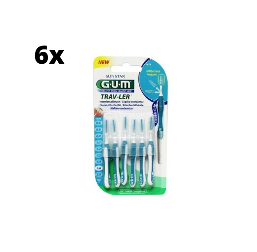 6x GUM Trav-Ler Ragers Blauw 1.6mm blister à 4 stuks