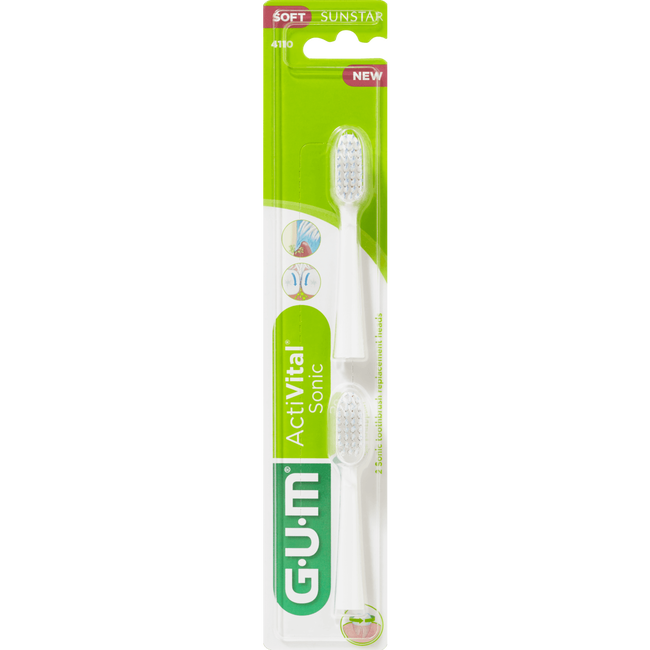 GUM Activital Sonic Opzetborstels - 2 stuks - Wit