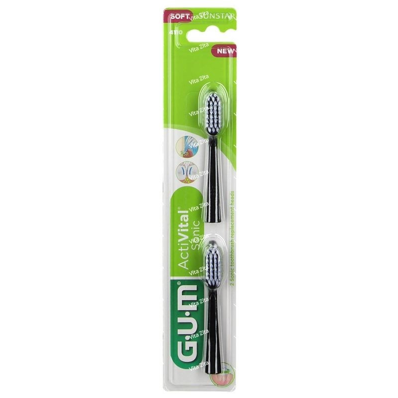 GUM Activital Sonic Opzetborstels - 2 stuks - Zwart